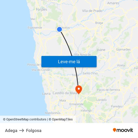 Adega to Folgosa map