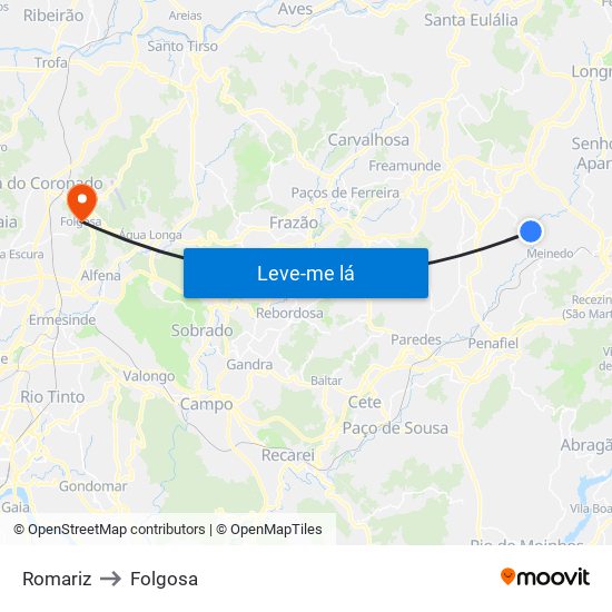 Romariz to Folgosa map