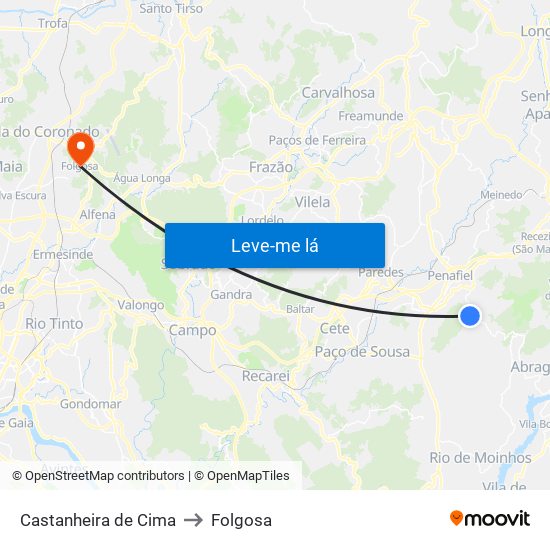 Castanheira de Cima to Folgosa map