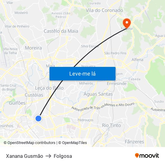 Xanana Gusmão to Folgosa map