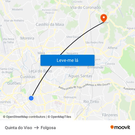 Quinta do Viso to Folgosa map