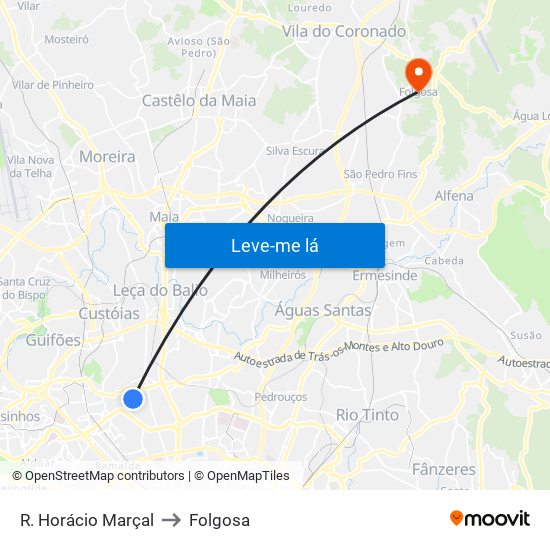 R. Horácio Marçal to Folgosa map