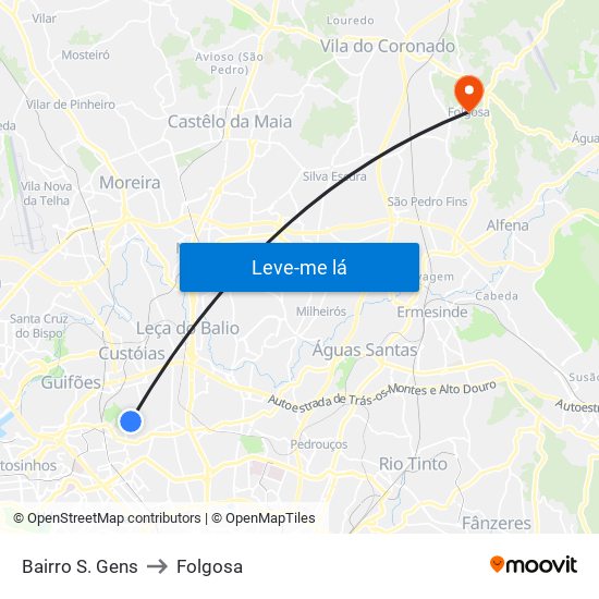 Bairro S. Gens to Folgosa map