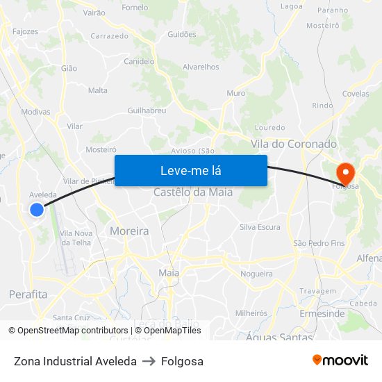 Zona Industrial Aveleda to Folgosa map