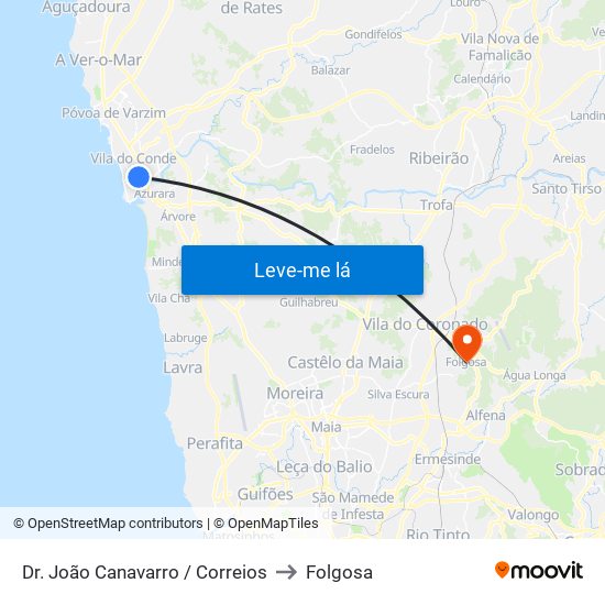 Dr. João Canavarro / Correios to Folgosa map