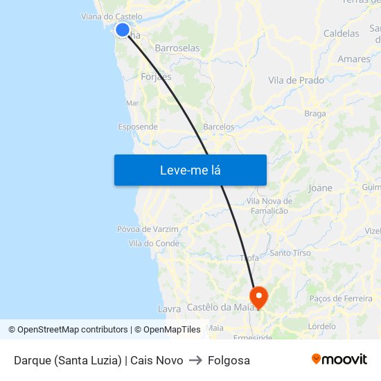 Darque (Santa Luzia) | Cais Novo to Folgosa map