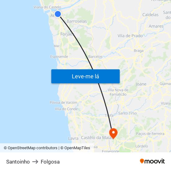 Santoinho to Folgosa map