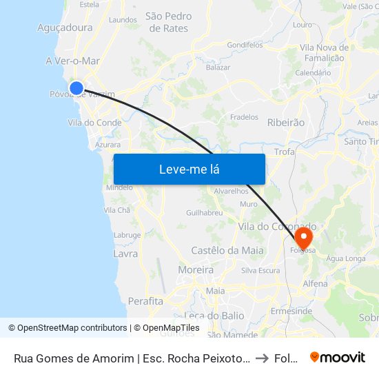 Rua Gomes de Amorim | Esc. Rocha Peixoto (Póvoa de Varzim) to Folgosa map
