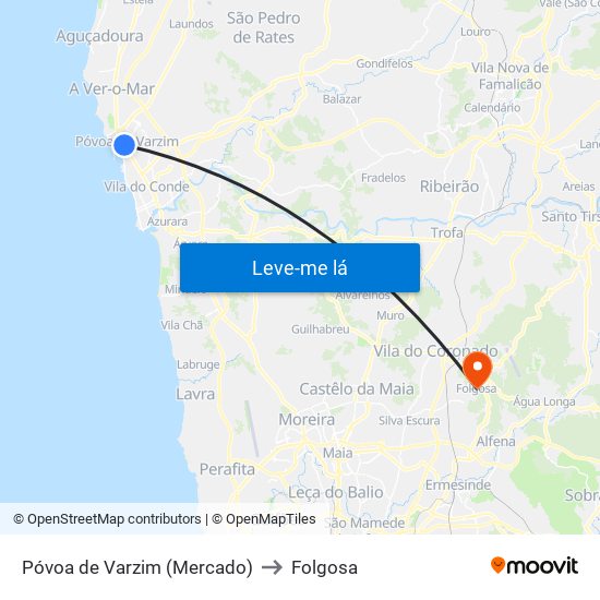 Póvoa de Varzim (Mercado) to Folgosa map