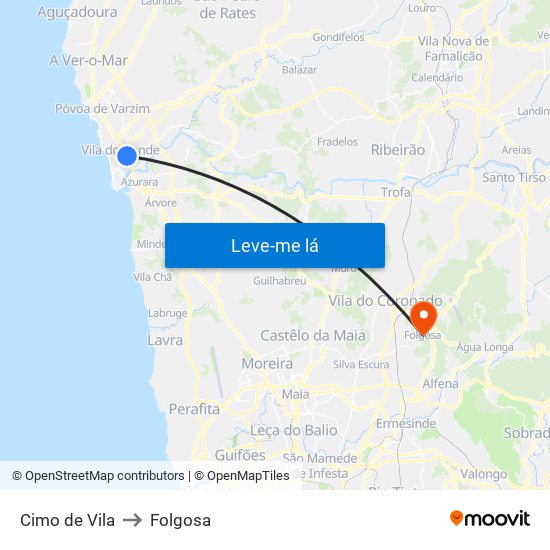 Cimo de Vila to Folgosa map