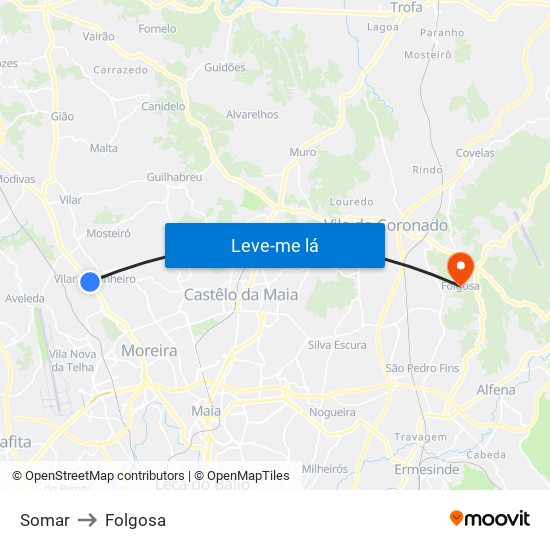 Somar to Folgosa map