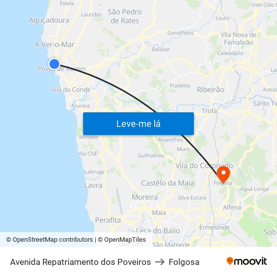 Avenida Repatriamento dos Poveiros to Folgosa map