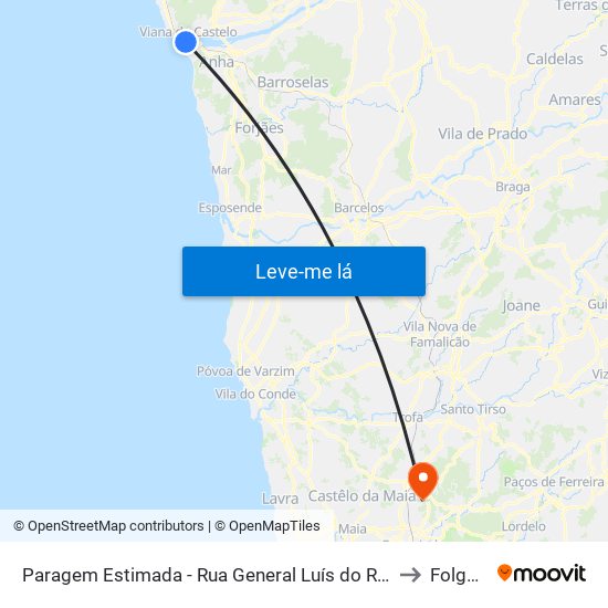 Paragem Estimada - Rua General Luís do Rego, 225 to Folgosa map