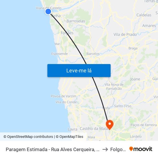 Paragem Estimada - Rua Alves Cerqueira, 500 to Folgosa map