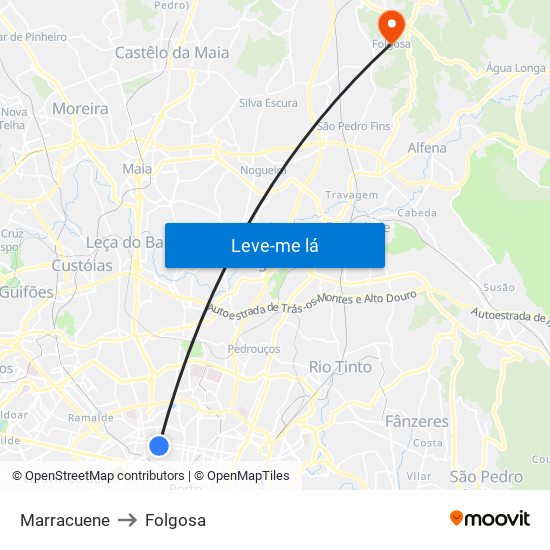 Marracuene to Folgosa map