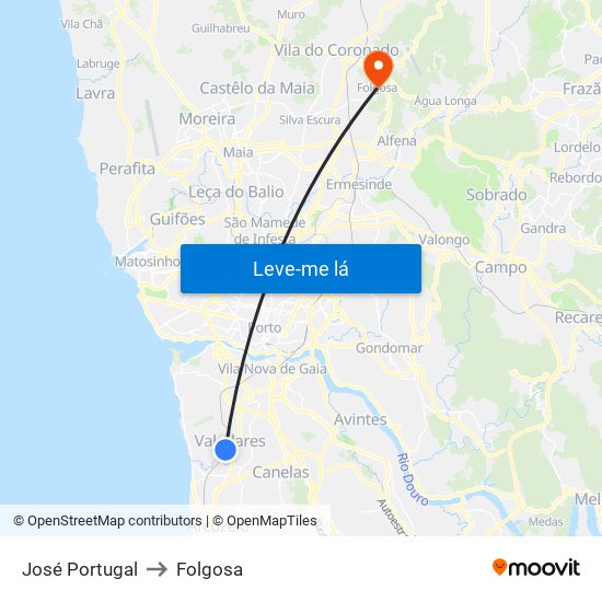 José Portugal to Folgosa map