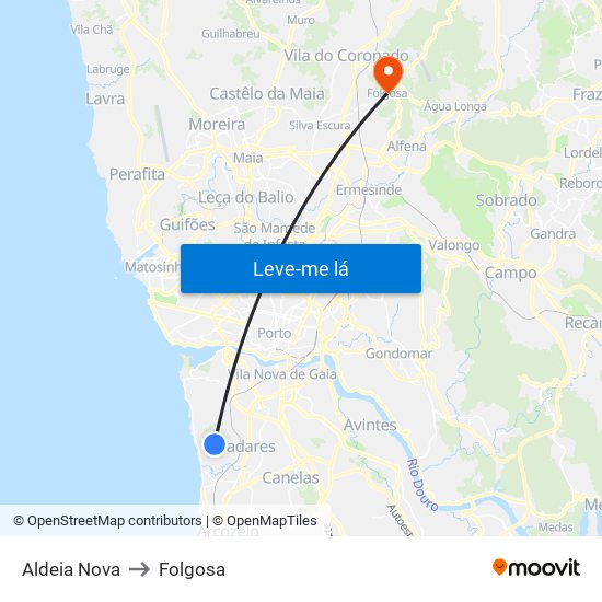 Aldeia Nova to Folgosa map