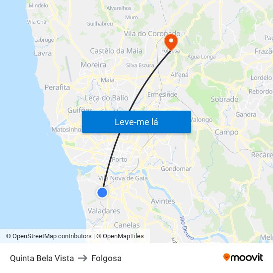 Quinta Bela Vista to Folgosa map