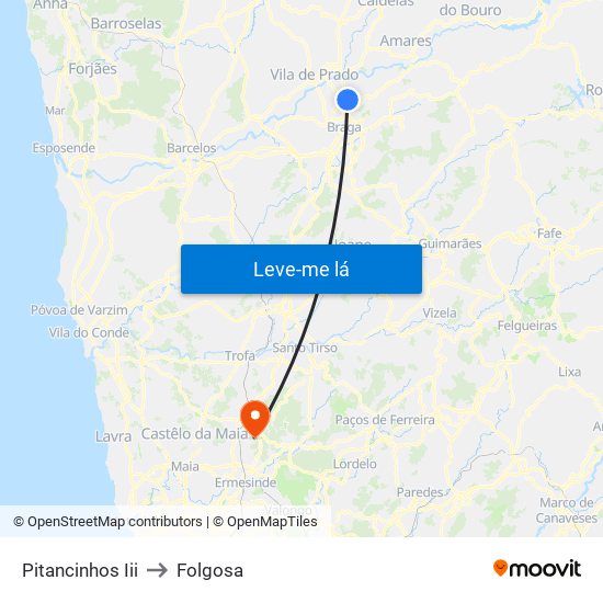 Pitancinhos Iii to Folgosa map