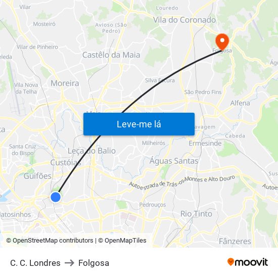 C. C. Londres to Folgosa map