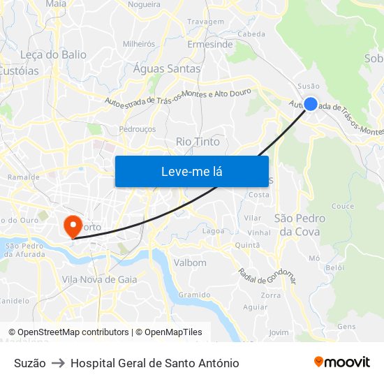 Suzão to Hospital Geral de Santo António map