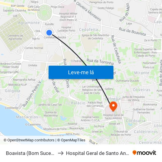 Boavista (Bom Sucesso) to Hospital Geral de Santo António map