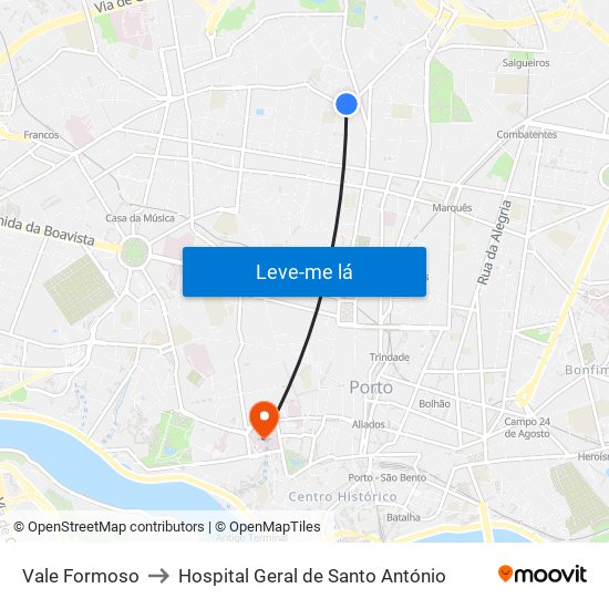 Vale Formoso to Hospital Geral de Santo António map