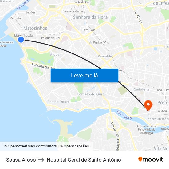 Sousa Aroso to Hospital Geral de Santo António map