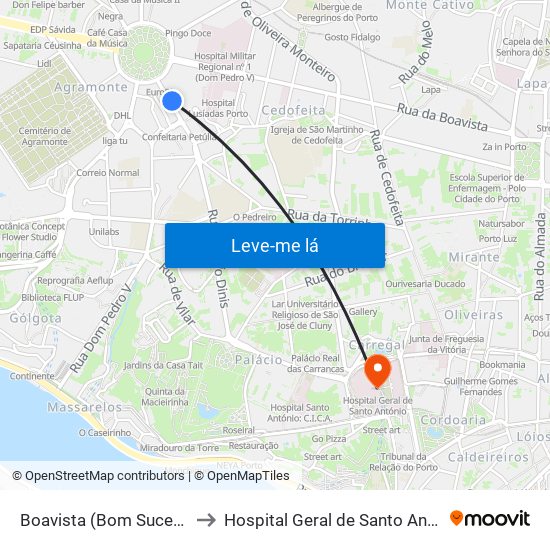Boavista (Bom Sucesso) to Hospital Geral de Santo António map