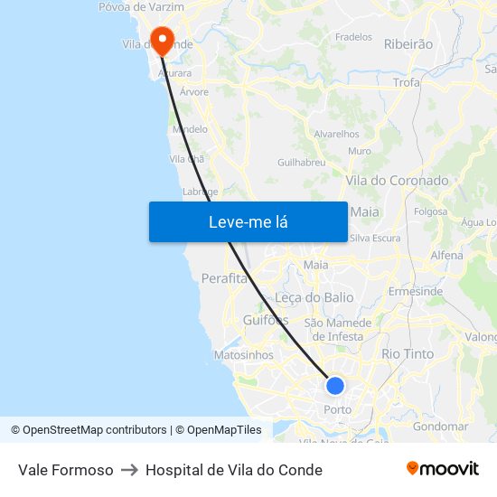 Vale Formoso to Hospital de Vila do Conde map