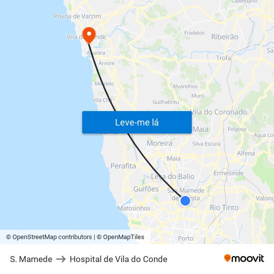 S. Mamede to Hospital de Vila do Conde map