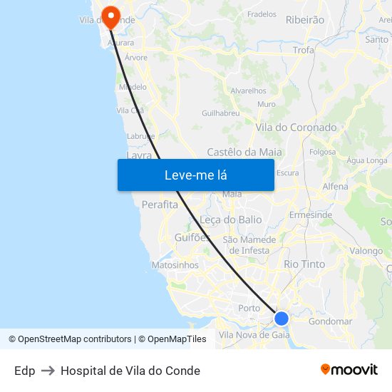 Edp to Hospital de Vila do Conde map