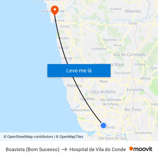 Boavista (Bom Sucesso) to Hospital de Vila do Conde map