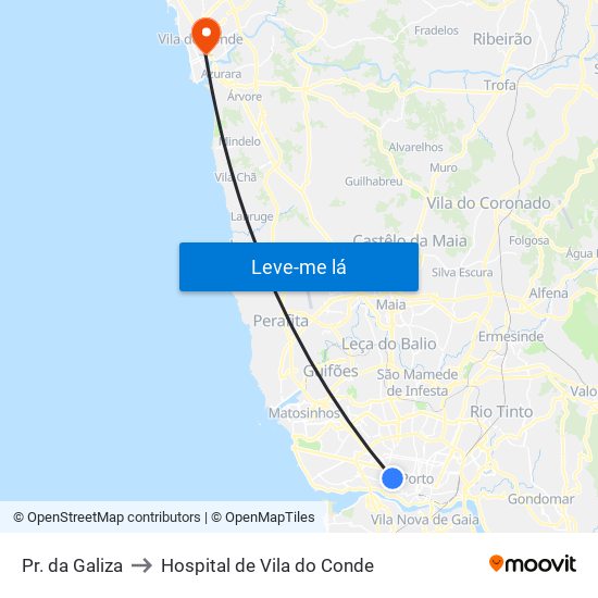 Pr. da Galiza to Hospital de Vila do Conde map