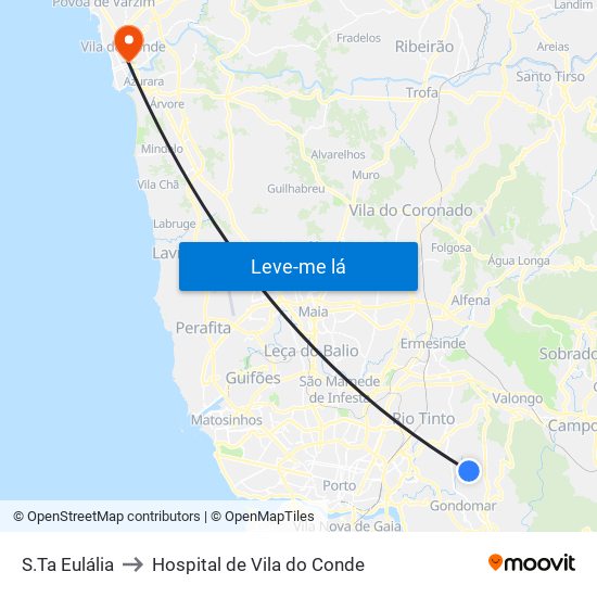 S.Ta Eulália to Hospital de Vila do Conde map