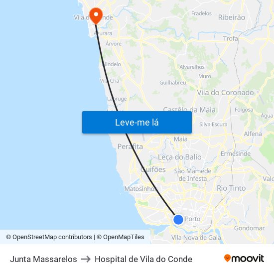 Junta Massarelos to Hospital de Vila do Conde map