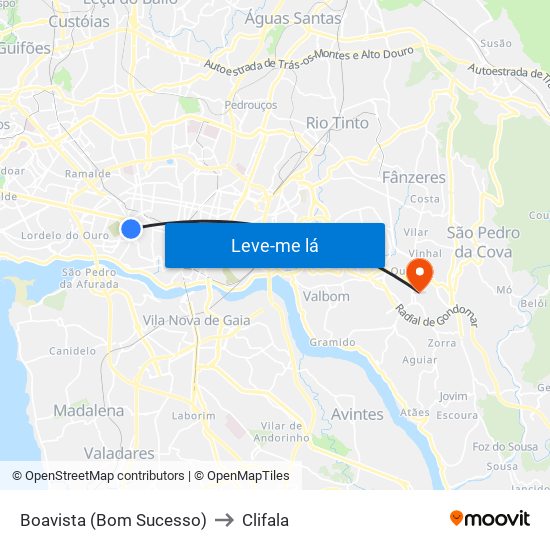 Boavista (Bom Sucesso) to Clifala map