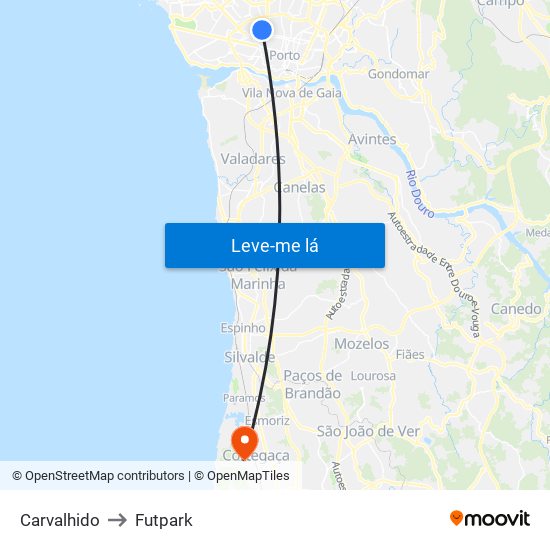 Carvalhido to Futpark map