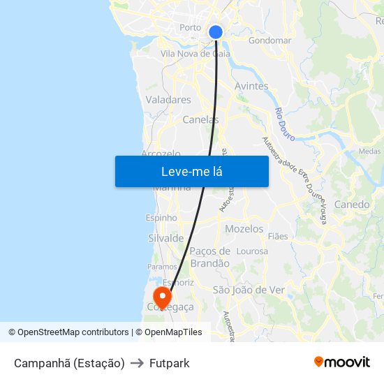 Campanhã (Estação) to Futpark map