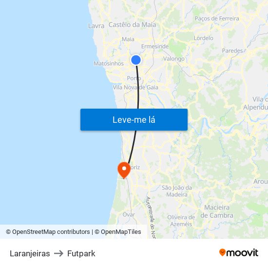 Laranjeiras to Futpark map