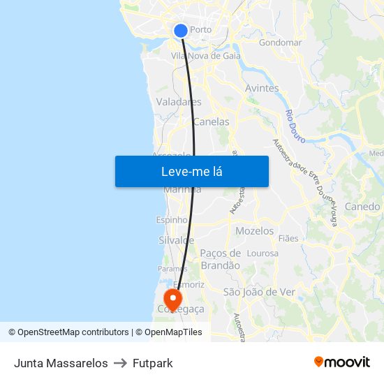 Junta Massarelos to Futpark map