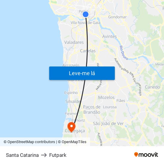 Santa Catarina to Futpark map