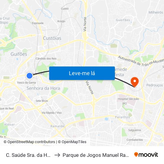 C. Saúde Sra. da Hora to Parque de Jogos Manuel Ramos map