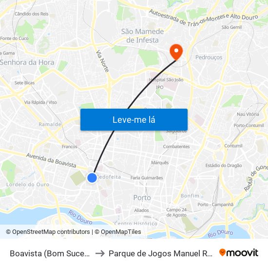 Boavista (Bom Sucesso) to Parque de Jogos Manuel Ramos map