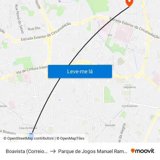 Boavista (Correios) to Parque de Jogos Manuel Ramos map