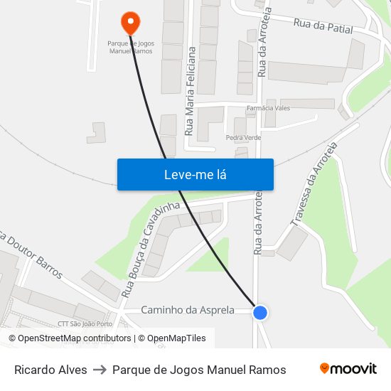 Ricardo Alves to Parque de Jogos Manuel Ramos map