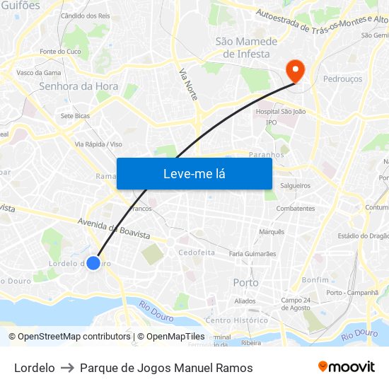 Lordelo to Parque de Jogos Manuel Ramos map