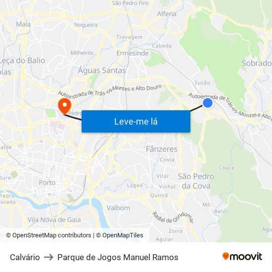 Calvário to Parque de Jogos Manuel Ramos map