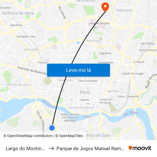 Largo do Montinho to Parque de Jogos Manuel Ramos map