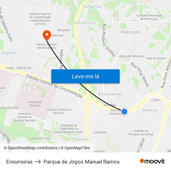 Enxurreiras to Parque de Jogos Manuel Ramos map